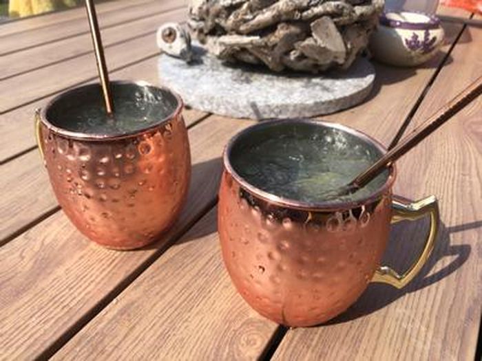 Vezato Verre Moskau Mule [500ml] - Verre en cuivre pour Moskau Mule avec  pailles - Verre moscow mule fait main [4