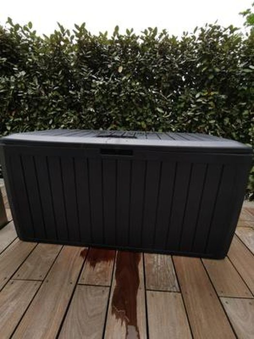 Coffre Rangement Jardin Casaria 290L - Aspect Polyrotin Anthracite - 6 Roulettes