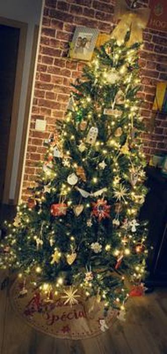 GOPLUS 225CM Sapin De Noël Avec 450 Lumières LED,Effet De Neige