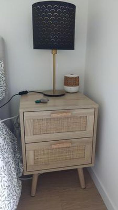 2 Tables De Chevet Bambou 55cm - 2 Étages Rangement | Style Naturel Salon Chambre