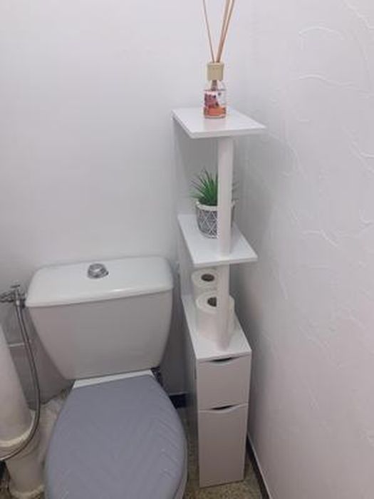 Meuble wc étagère willy bois 3 portes coloris hêtre gain de place pour  toilettes - Conforama