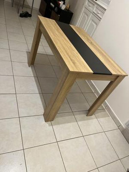 Table à Manger + 2 Bancs ROZY - 110cm - Hêtre Et Noir - Pour 4 Personnes - Design Contemporain