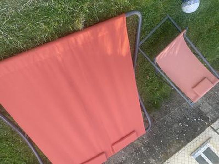 Lot De 2 Chiliennes Lota Acier Toile Textilène Bleu Canard - Pliables Avec Appui-Tête
