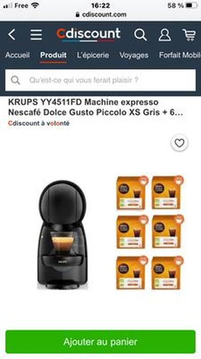 Krups Piccolo XS Dolce Gusto Cafetière Noir/Gris + Tasse de Voyage