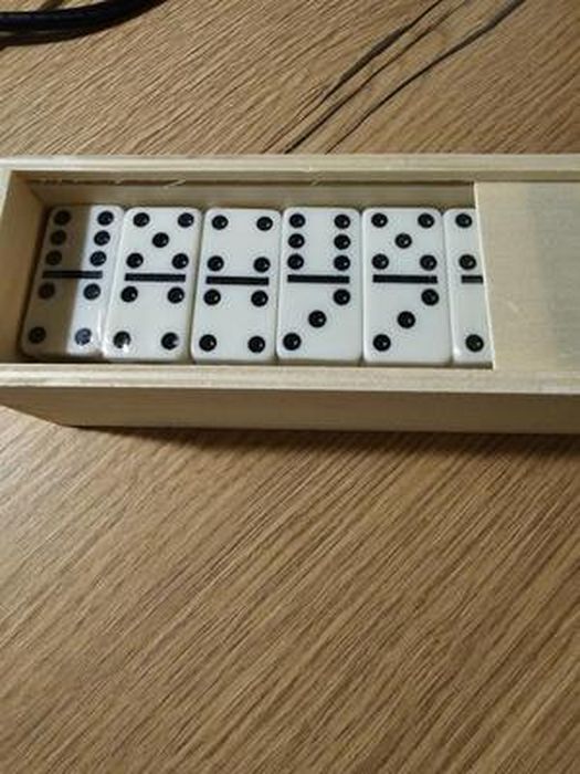 Domino Double 6 Pour Adultes – 28 Pièces Avec Points Métalliques, étui En Bois, Jeu Familial