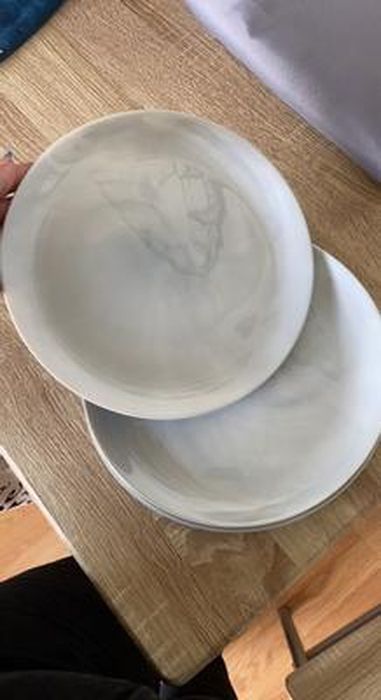 Assiettes plates grises D25cm - Lot de 6 DIWALI MARBLE