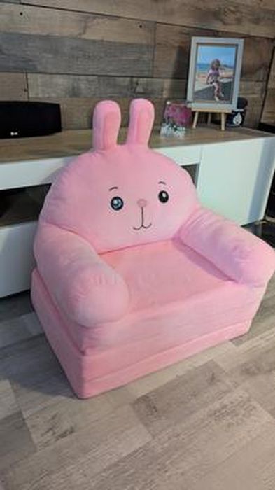 Canapé-lit Pliable Pour Enfants - Peluche Douce - Dimensions 50x37x50 Cm - Siège Et Lit Sieste - Motif Cartoon (jaune) - 7