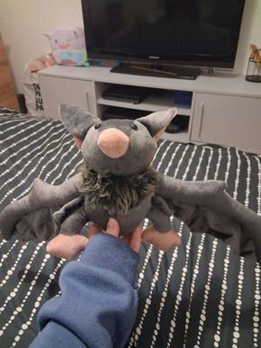 Ejoyous Chauve-souris en peluche, noire, douce, avec ailes détaillées, cadeau pour les fans et les collectionneurs de musique rock (style normal Ejoyous Chauve-souris en peluche, noire, douce, avec ailes détaillées, cadeau pour les fans et les collectionneurs de musique rock (style normal