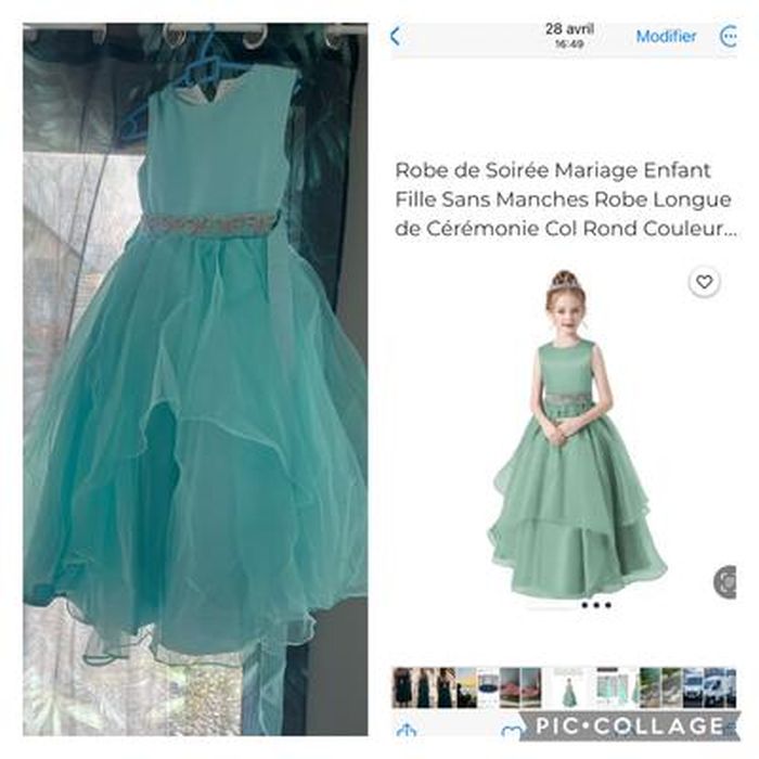 Robe De Soirée Fille Bonnie Jean - Taille 12 - Vert Clair - Sans Manches - Occasion Très Bon état