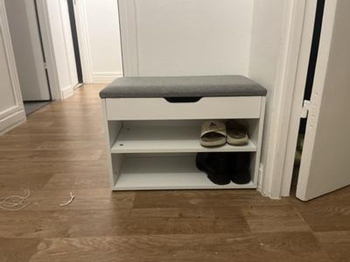 Banc Rangement Chaussures Avec Portes Coulissantes - Style Grange - 101x35x46cm - Banc + Tiroir