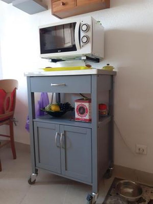 Desserte Roulante Cuisine – Chariot De Rangement Avec 2 Tiroirs Et 3 Portes – Dimensions 117x40x91 Cm – Roulettes Freinées – Capacité 75 Kg