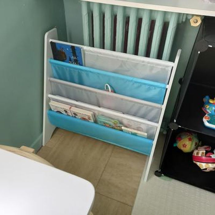 Bibliothèque Enfant SONGMICS 75 Cm - Rangement Jouets Et Livres, Avec Pochette - Blanc, Dimensions 30x108,5x75 Cm