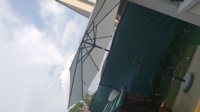 SONGMICS Sombrilla de Jardín 460 x 270 cm, Sombrilla Doble, Extra Grande, Protección UPF 50 , con Manivela, Para Terraza Aire Libre, Sin Base, Beige GPU036M01