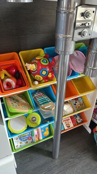 Meuble de rangement étagère pour jouets enfants casiers amovibles cadre  blanche GKR04W SONGMICS 12 compartiments de 4 couleurs et de 2 dimensions  différentes, 86 x 26,5 x 78 cm (L x l x h) - Conforama