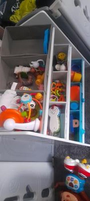 SONGMICS étagère de rangement enfant pour jouets et livres, 9 boîtes  amovibles tissu non-tissé, 62,5 x 29,5 x 60 cm, pour chambre d'enfant,  salle de jeux, garderie, école, motif espace, blanc GKR33WT