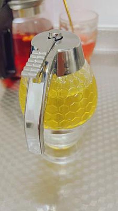 RICKMASK Distributeur De Miel 300ml Anti-Goutte En Verre - Pot De Miel Avec Poignée Pour Sirop Et Édulcorants