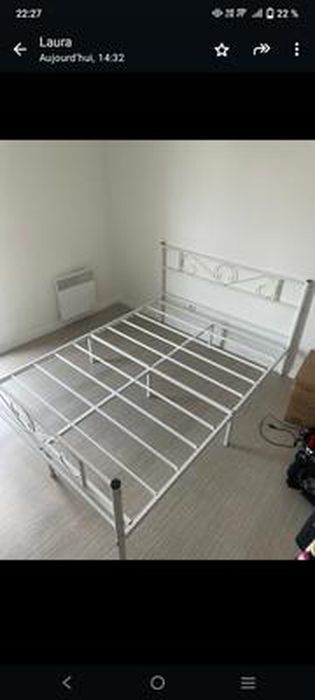 Lit 2 Places VASAGLE Cadre Métal Noir Pour Matelas 140x190cm - Lit Adulte Stable Et Design