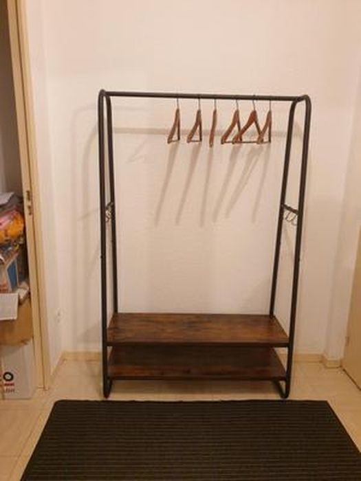 Portant à Vêtements VASAGLE Avec 2 Étagères & 6 Crochets | Meuble Rangement Entrée | Style Industriel