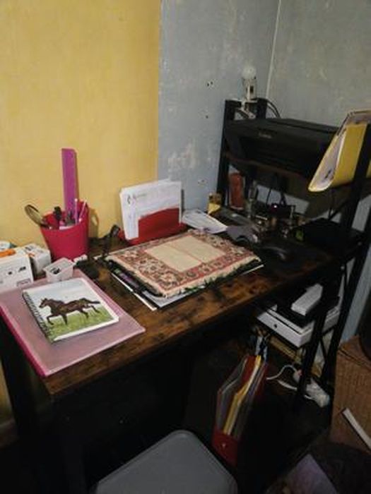 Bureau 120 Cm Avec Étagère Réversible - Marron Rustique/Noir - Acier Et Panneau - Pieds Réglables - 50 Kg Charge