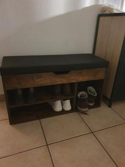 Banc à Chaussures VASAGLE - Rembourré - 3 Compartiments - Rangement Cache - Capacité 136 Kg - Marron Rustique