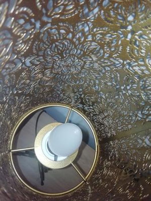 Abat-Jour Métal Noir Motif Fleur - Lampe Table Vintage E27/E26 - Décoration Chambre Moderne