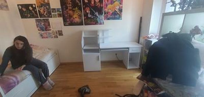 Bureau,Table De Travail,Table D'étude D'ordinateur Blanc 105x55x72 Cm Mdf Et Metal Cfw367053 85153154