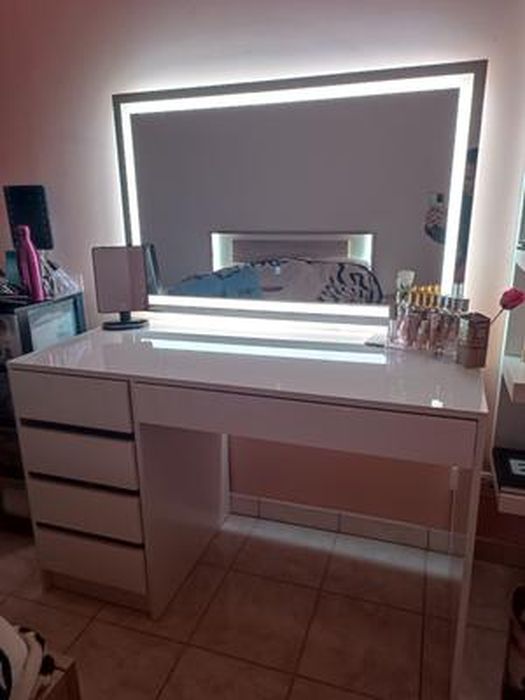 TABLE DE COIFFEUSE commode maquillage miroir guirlande lumineuse LED au choix EUR 136,94 - FR