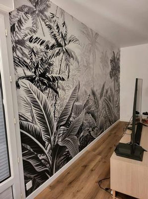 Papier Peint Panoramique Jungle Soie, 250x175cm, Poster Mural 3D pour Salon  Chambre Décoration Murale, Forêt Bambou Palmier Quitte - Cdiscount Bricolage