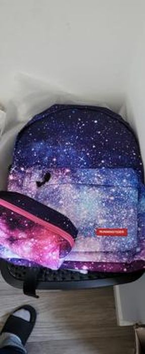 Sac à Dos Gdtime Pour Fille - Motif Galaxie - Avec Trousse Incluse - Idéal École, Voyage Ou Pique-Nique - Violet