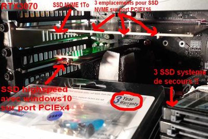 4 ports M.2 Nvme SSD à Pcie X16m clé convertisseur de disque dur lecteur  carte d'extension, 4 x 32gbps Transfe