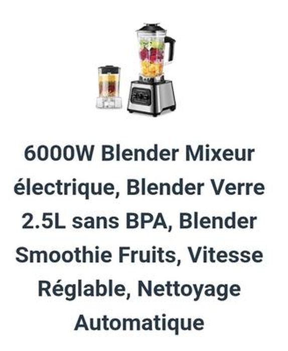 Krachtige Blender 6000W - Multifunctionele Smoothiemixer Met 2,5L Glazen Kan