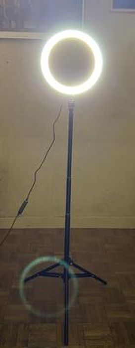 LUXSURE Anneau Lumineux Avec Support Et Support De Téléphone, Support De Téléphone Avec Anneau Lumineux De 25,4 Cm, Anneau Lumineux De Bureau Avec Support Pour Filmer, Idéal Pour L'enregistrement