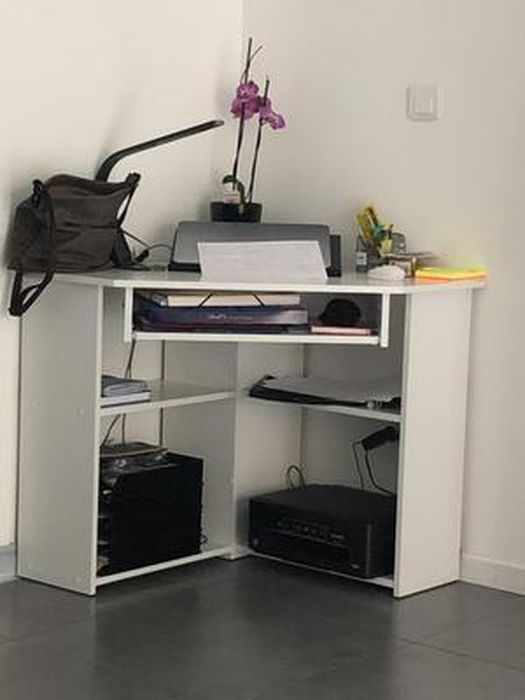 SEVAN - Bureau informatique d'angle - 80x74x80 cm - Support clavier + niche  imprimante - Mobilier bureau télétravail - Sonoma - Cdiscount Maison