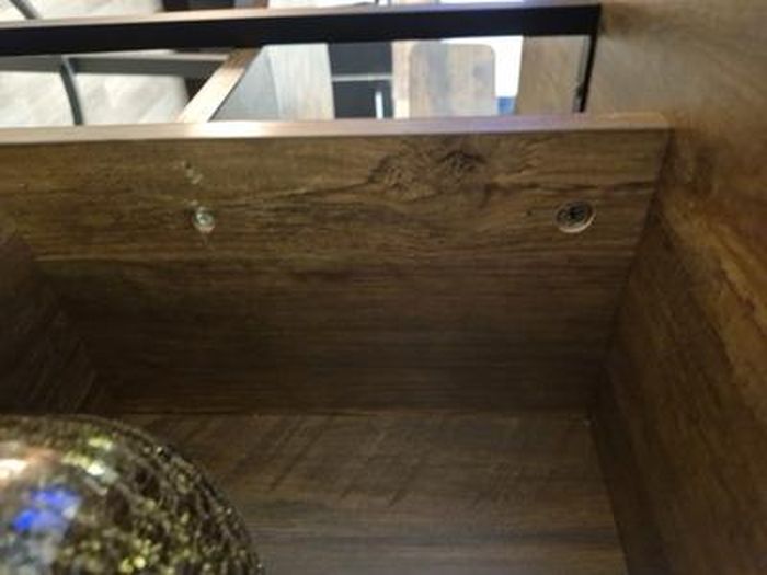 Îlot Central De Cuisine UGO 110 Cm - Design Industriel Bois Noir Et Effet Bois Foncé - Avec Rangements (Placard, Étagères) - IDMarket