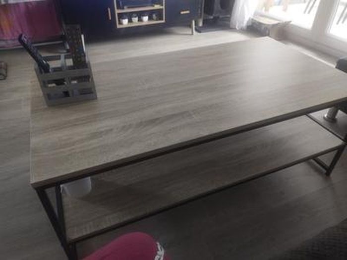 Table Basse Detroit à Plateau Relevable - Style Industriel Avec Rangement - 100x55x40 Cm
