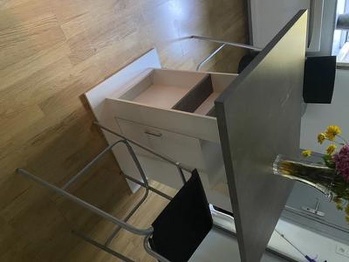 Isola Centrale Cucina UGO 110 Cm – Piano In Legno Grigio/Bianco Con Contenitori - 2
