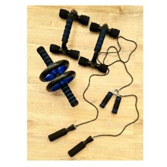 Kit de fitness 6 en 1 avec roue abdominale, bande de résistance, corde