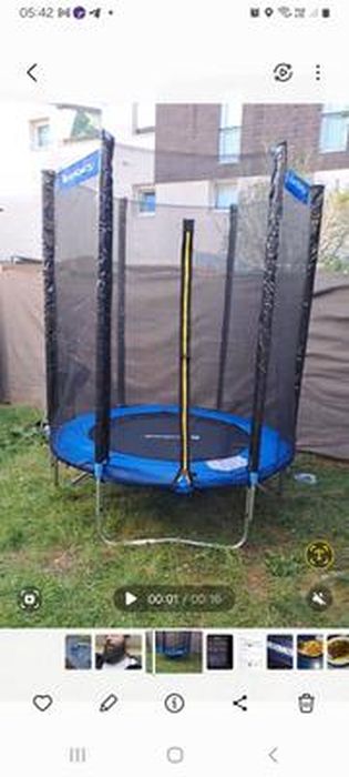 Trampoline Extérieur SONGMICS Ø183cm - Filet De Protection Externe - Échelle Incluse - 100kg Charge Max