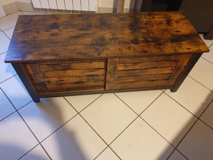 VASAGLE Meuble TV Industriel 178 Cm – Support TV Jusqu'à 80 Pouces, 3 Tiroirs Tissu + 3 Étagères, Style Rustique Marron Et Noir, LTV303KD01