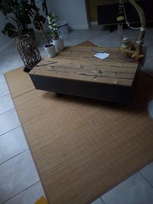 Tapis Rond Lavable En Machine 160 Cm - Bambou, Antidérapant, Doux - Pour Salon, Chambre, Salle à Manger