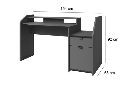 Bureau de jeu - décor gris et noir