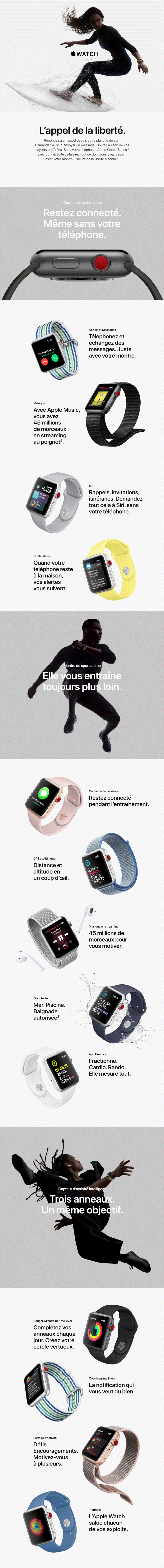 Apple Watch Series 3 GPS, 38mm Boîtier en aluminium gris sidéral avec bracelet s