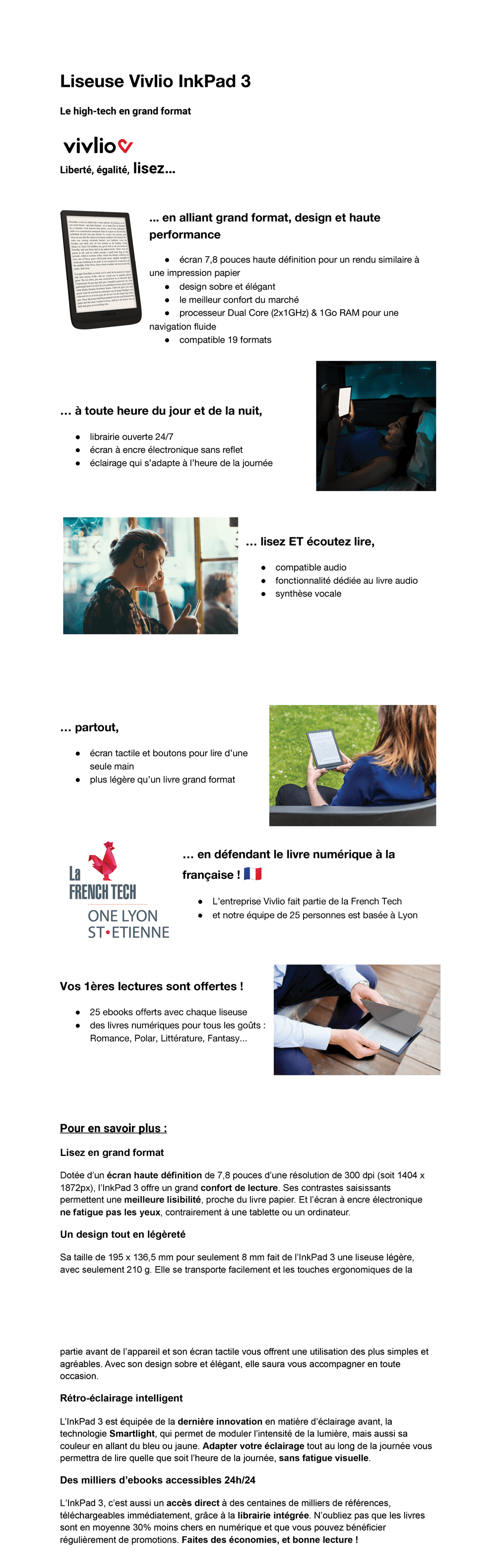 Destockage Liseuse numérique Vivlio InkPad 3 + Pack d'ebooks offerts ebook liseuse au