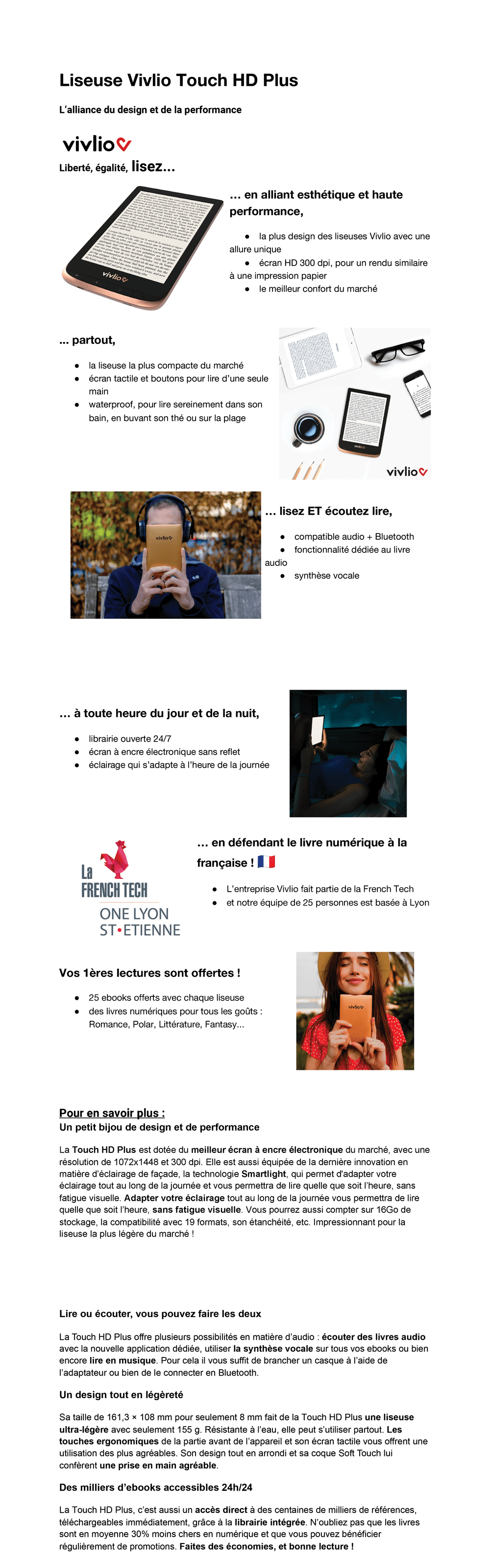 Destockage Liseuse numérique Vivlio Touch HD + Pack d'ebooks de plus de 8 Ebooks OFFERT ebook