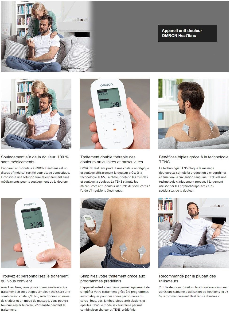 OMRON HeatHens Neurostimulateur transcutané anti-douleur apaisant