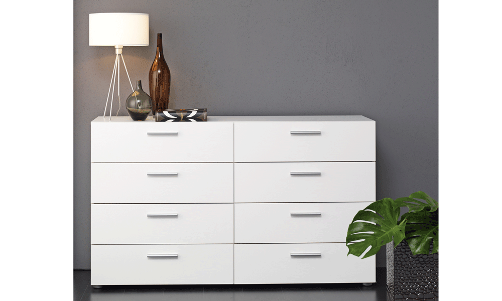Commode TYHJA 8 tiroirs - Blanc - L 140 cm