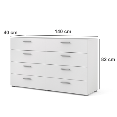 Commode TYHJA 8 tiroirs - Blanc - L 140 cm