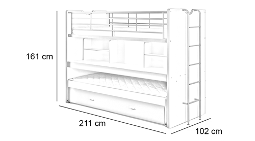 Lit mezzanine enfant contemporain gris + bureau