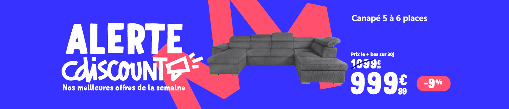 Canapé d'angle convertible 5 à 6 places