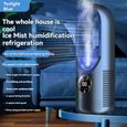 Mini refroidisseur d'air,humidification,USB,silencieux,minuterie,ventilateur de climatisation,veilleuse Led,6 vitesses de vent-Bleu